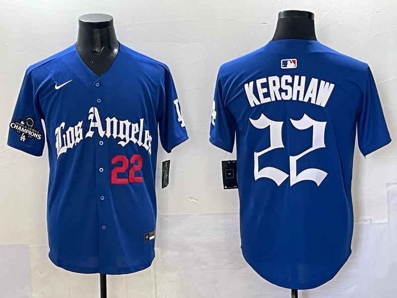 Men Los Angeles Dodgers #22 Kershaw Blue 2025 Nike MLB Jersey style 002
